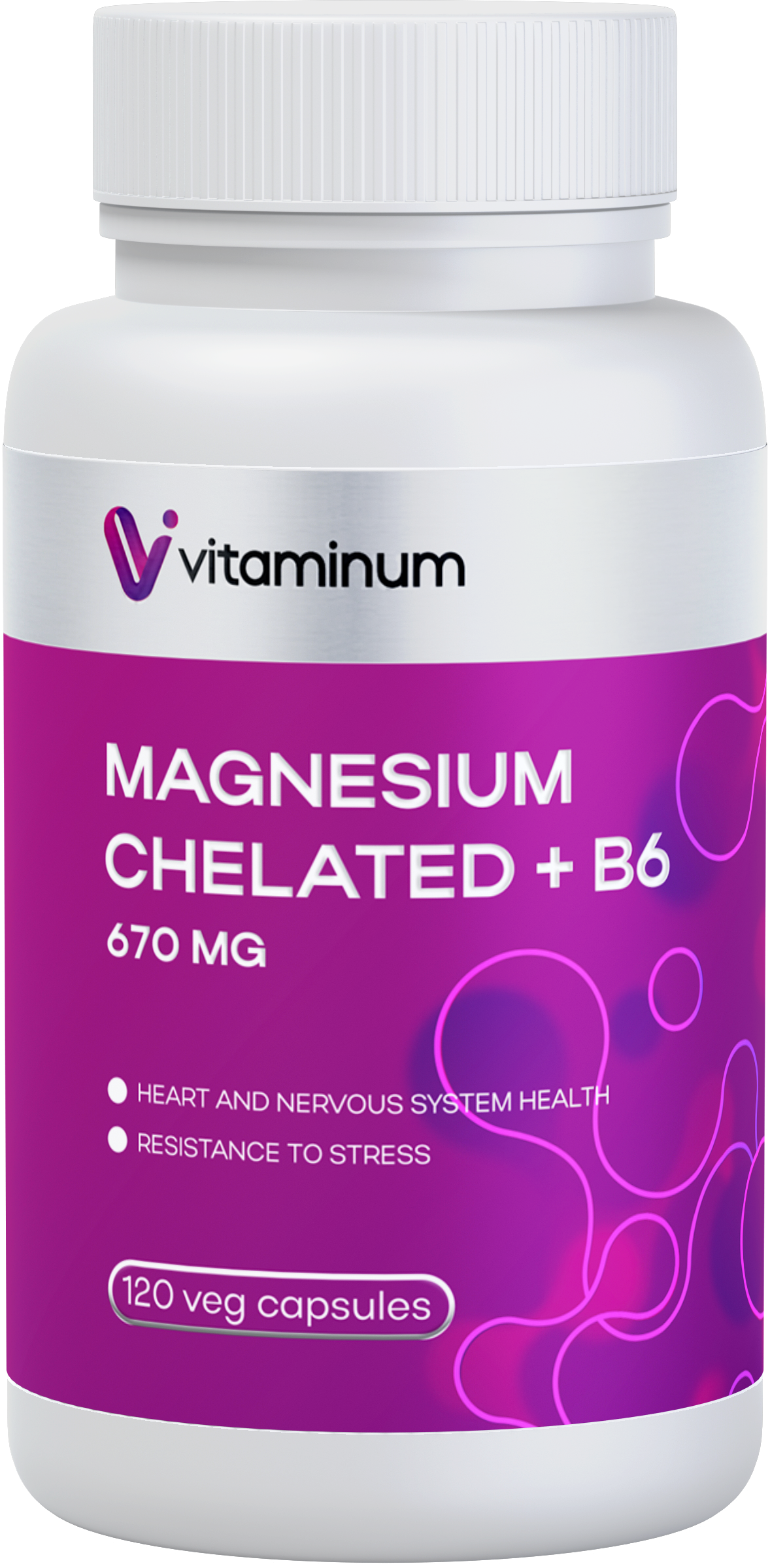  Vitaminum МАГНИЙ ХЕЛАТ + витамин В6 (670 MG) 120 капсул 800 мг  в Тулуне